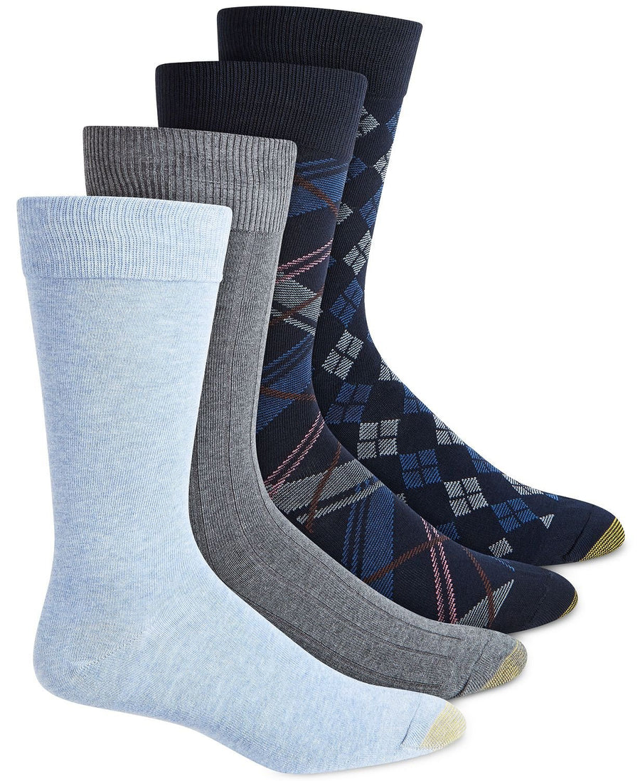 Gold Toe 4 Pack Printed & Solid Socks / Midnight