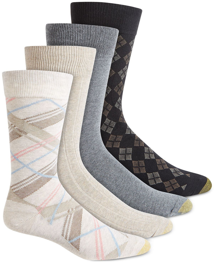 Gold Toe 4-pk. Printed & Solid Socks Oatmeal