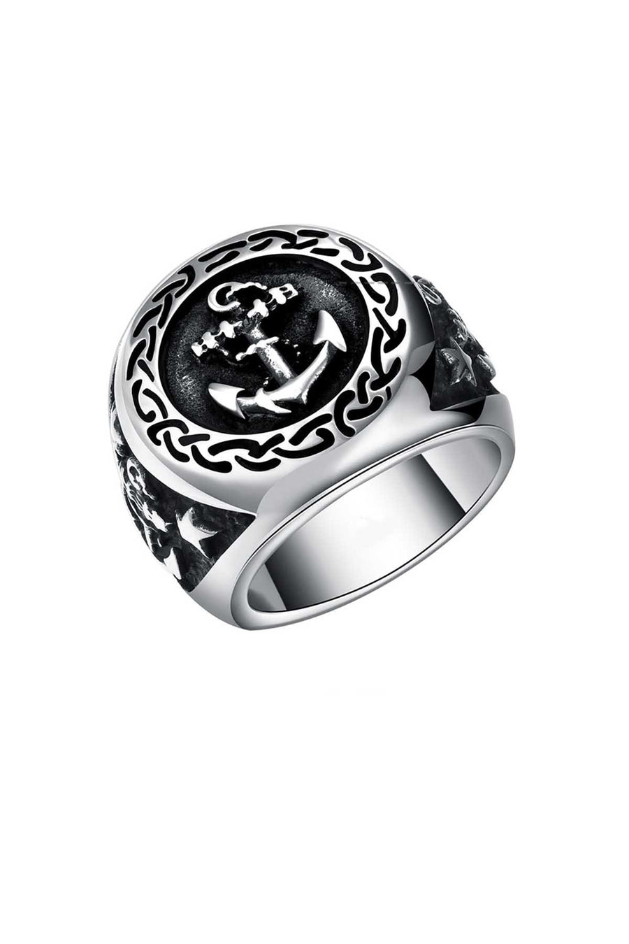 Gomaya Silver Anchor Stainless Steel Ring