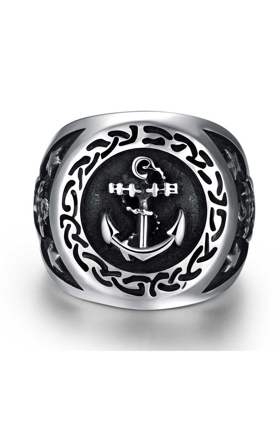 Gomaya Silver Anchor Stainless Steel Ring