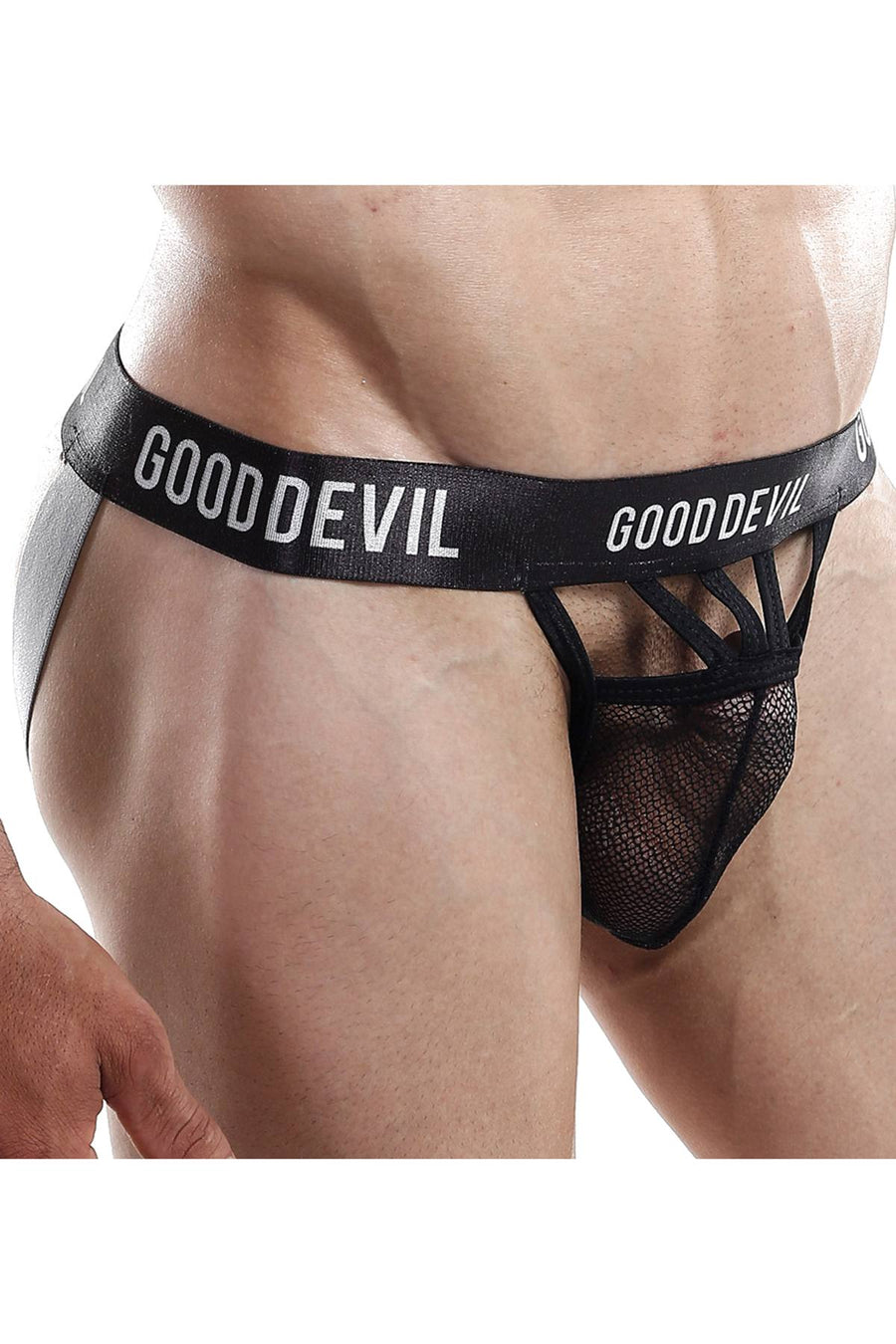 Good Devil Black Cage Front Net Jockstrap