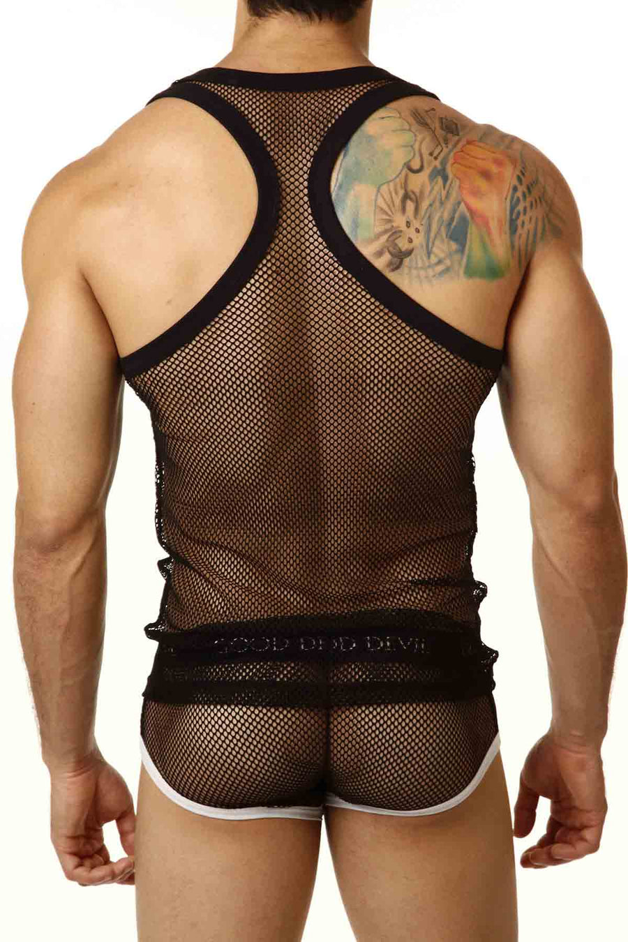 Good Devil Macho Mesh Muscle Tank Top in Black