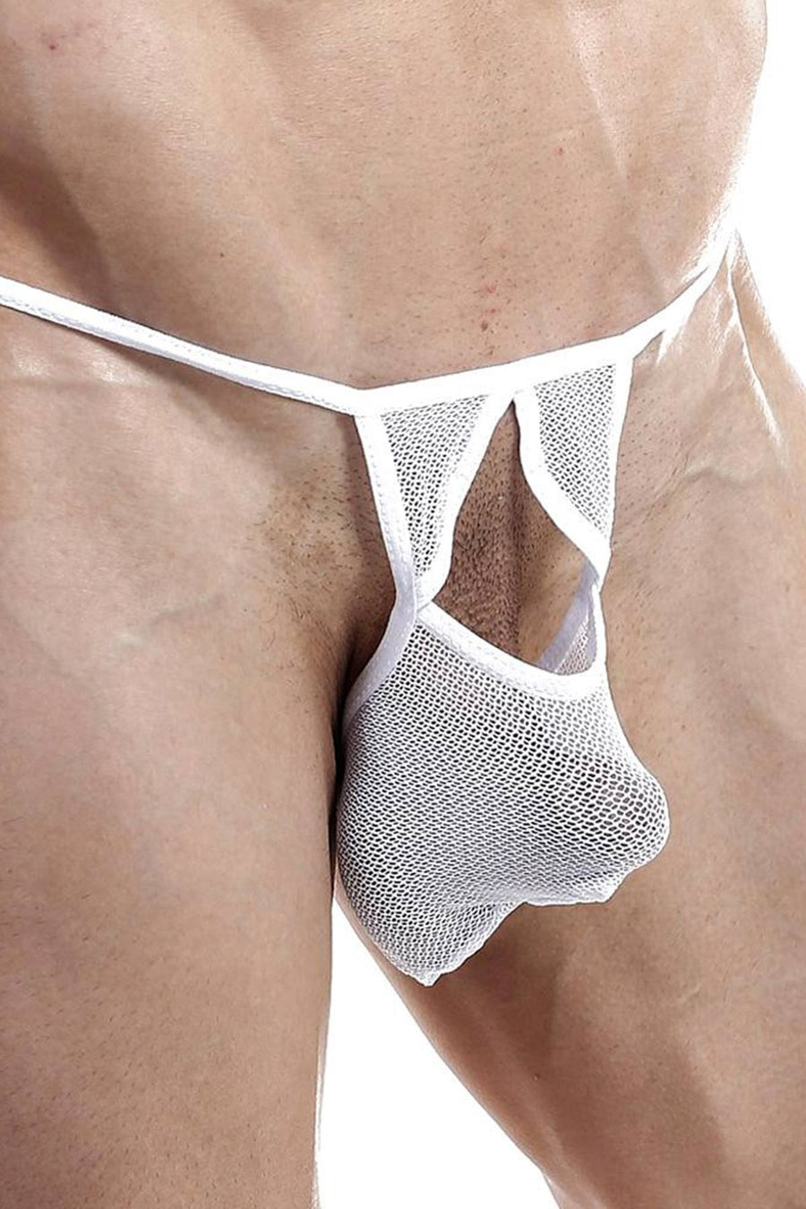 Good Devil Mesh Keyhole G-String in White