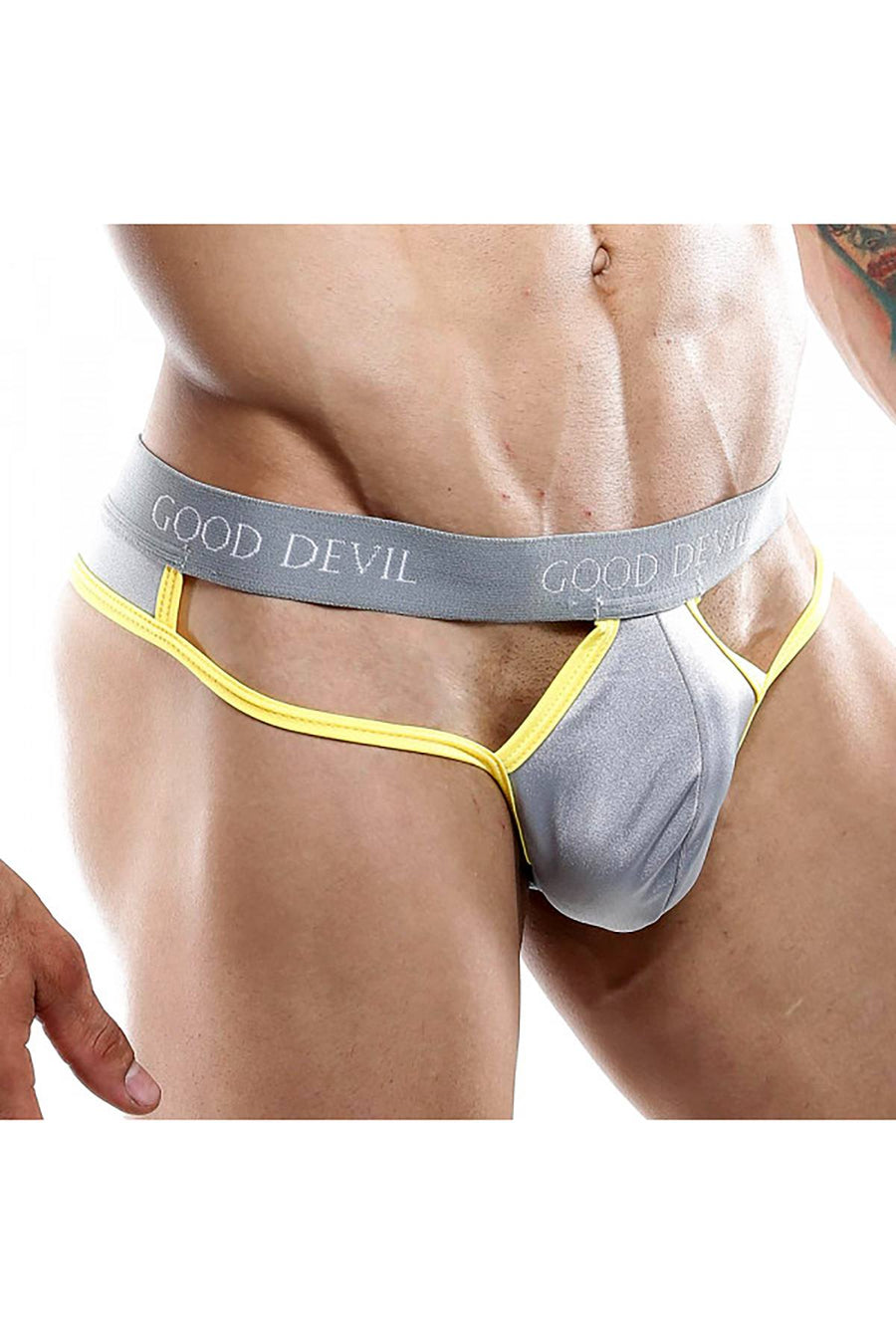 Good Devil Micro Cut Out Thong in Silver/Yellow
