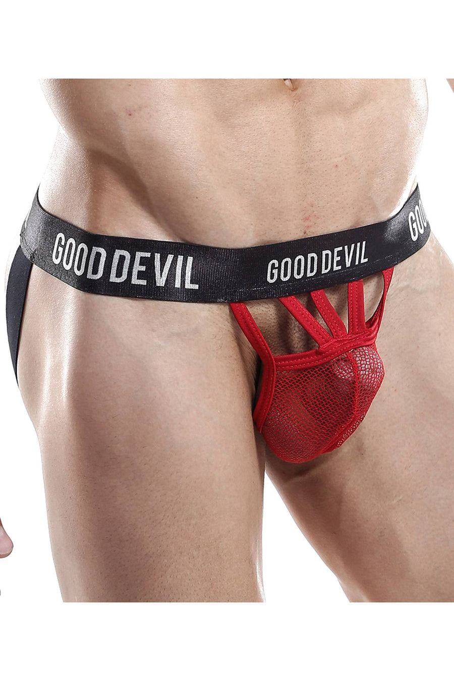 Good Devil Red Cage Front Net Jockstrap
