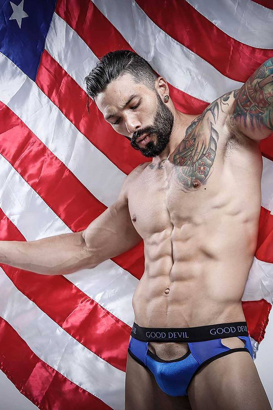 Good Devil Royal Blue Sheer Open Front Brief