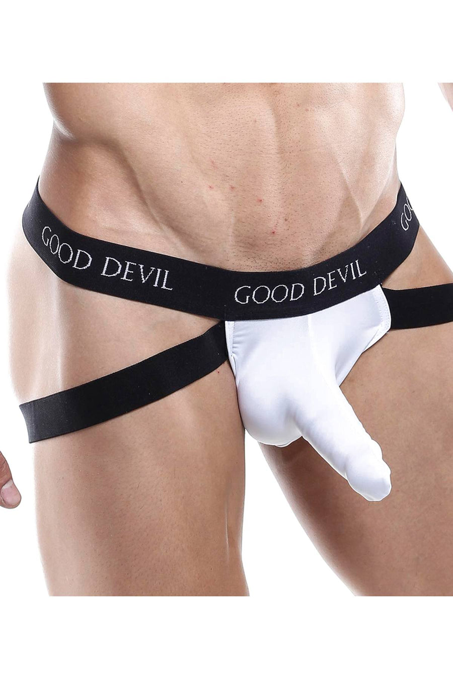 Good Devil White Elongating Pouch Jockstrap