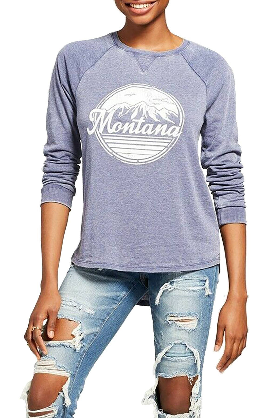 Grayson Threads Vintage Navy Montana Graphic Print Sweatshirt Tee