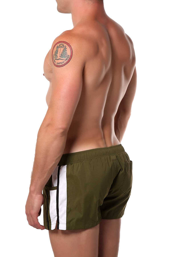 Green Striped Runner Short