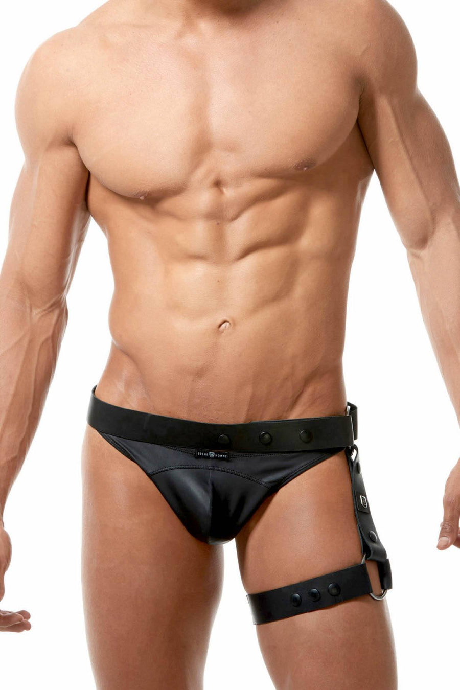 Gregg Homme Black Bonded-Leather Bottom Harness
