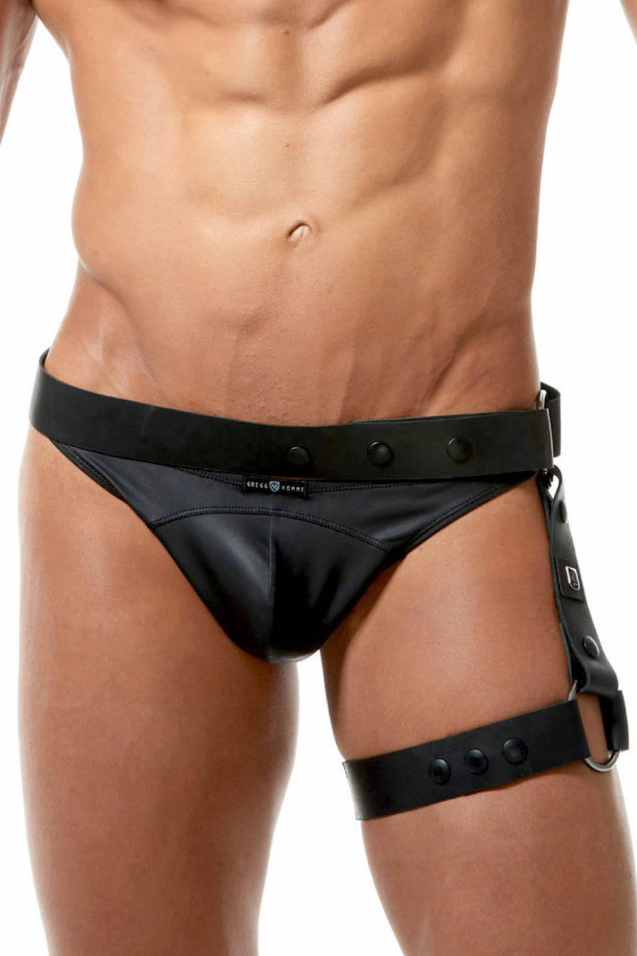Gregg Homme Black Bonded-Leather Bottom Harness