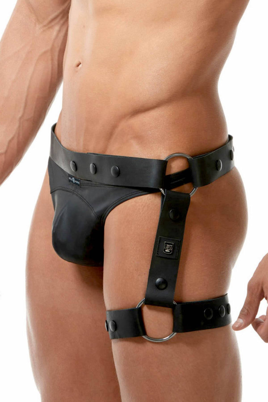 Gregg Homme Black Bonded-Leather Bottom Harness
