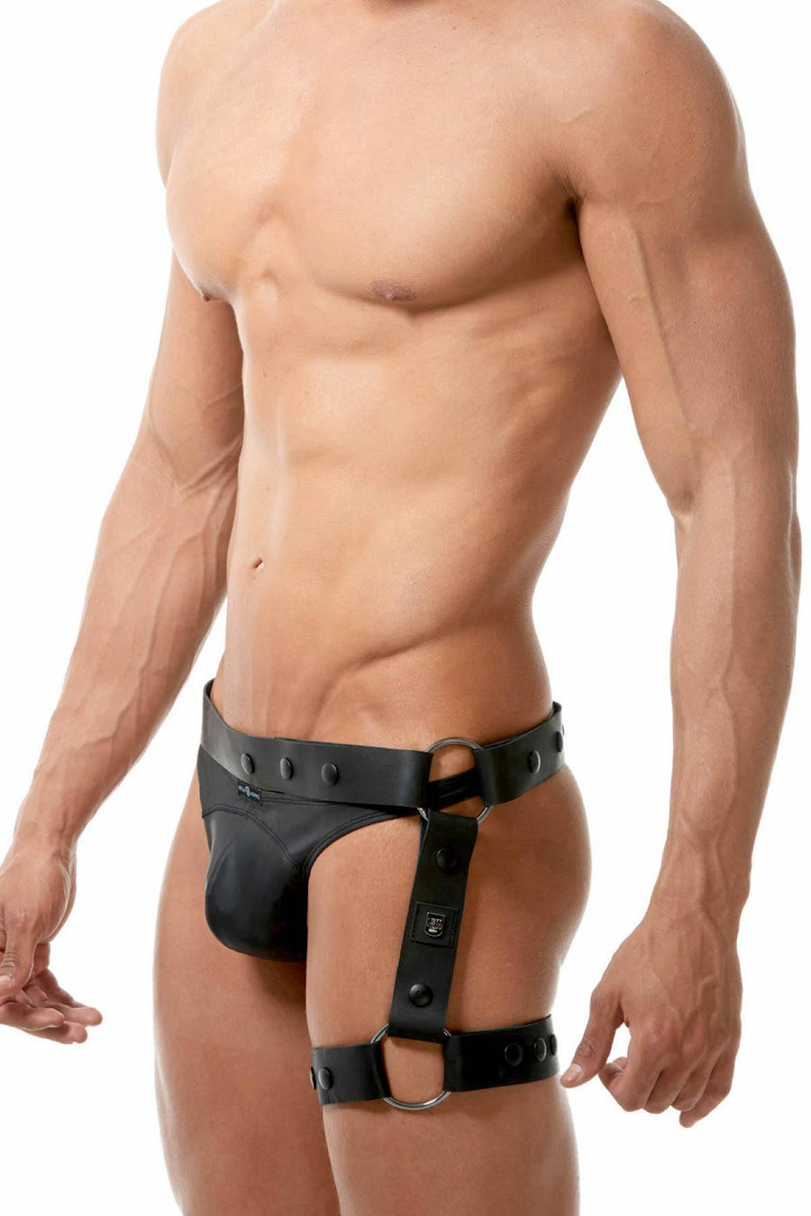 Gregg Homme Black Bonded-Leather Bottom Harness