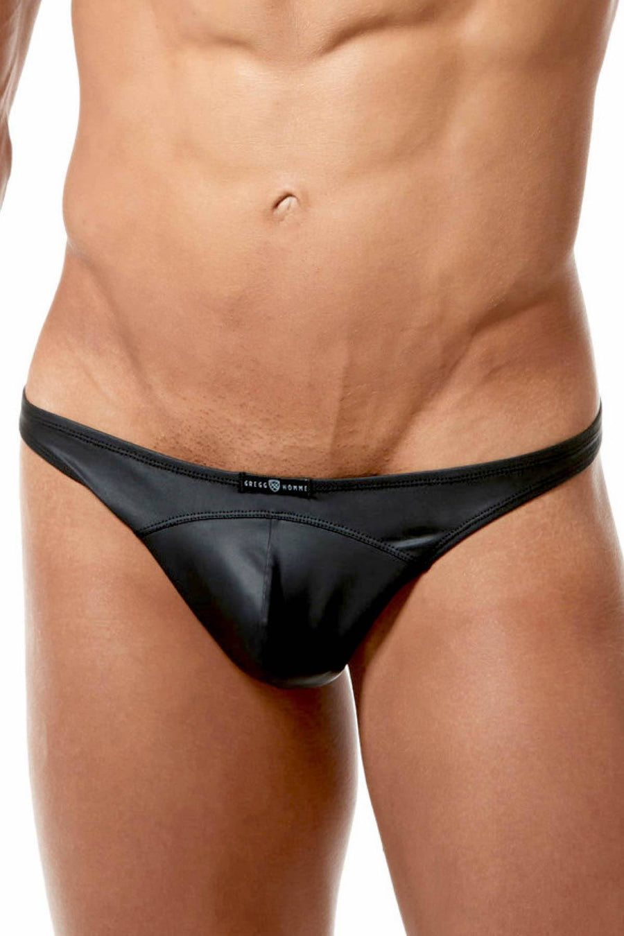 Gregg Homme Black Bonded-Leather Thong