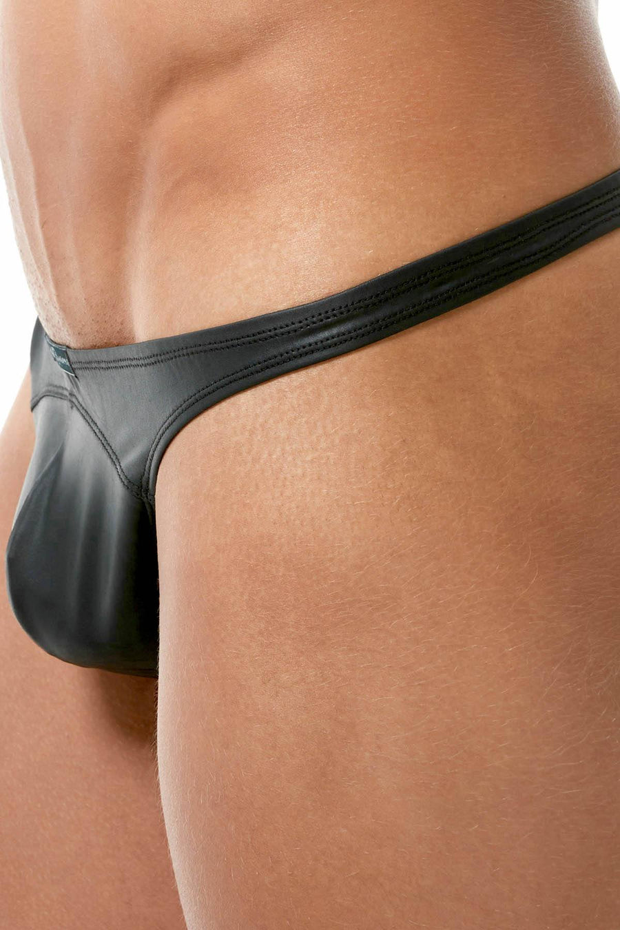 Gregg Homme Black Bonded-Leather Thong