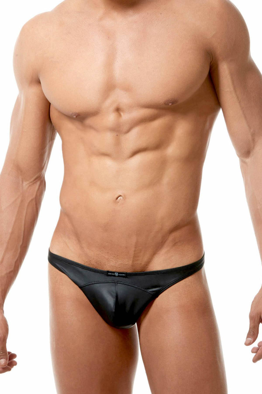Gregg Homme Black Bonded-Leather Thong