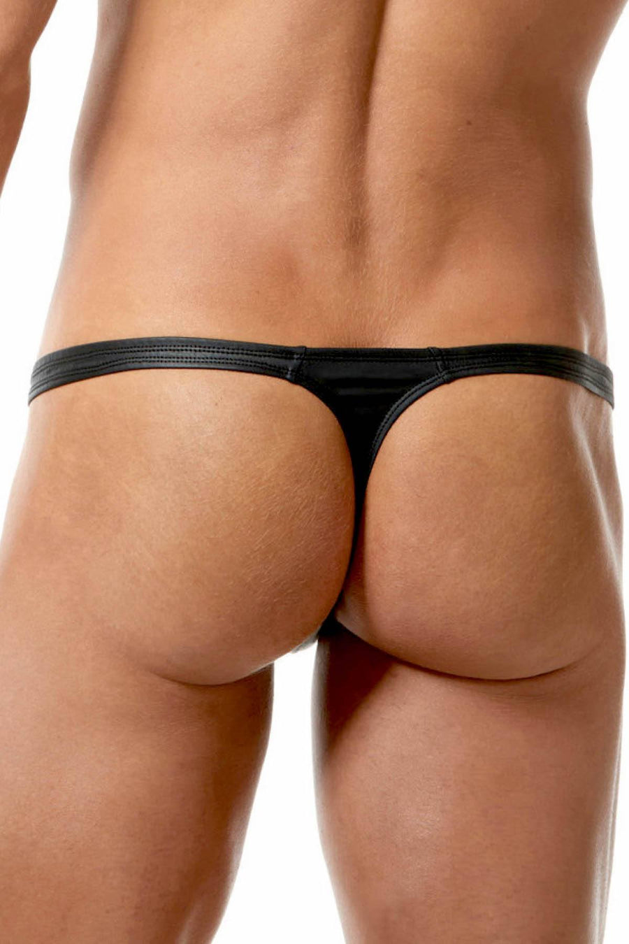 Gregg Homme Black Bonded-Leather Thong