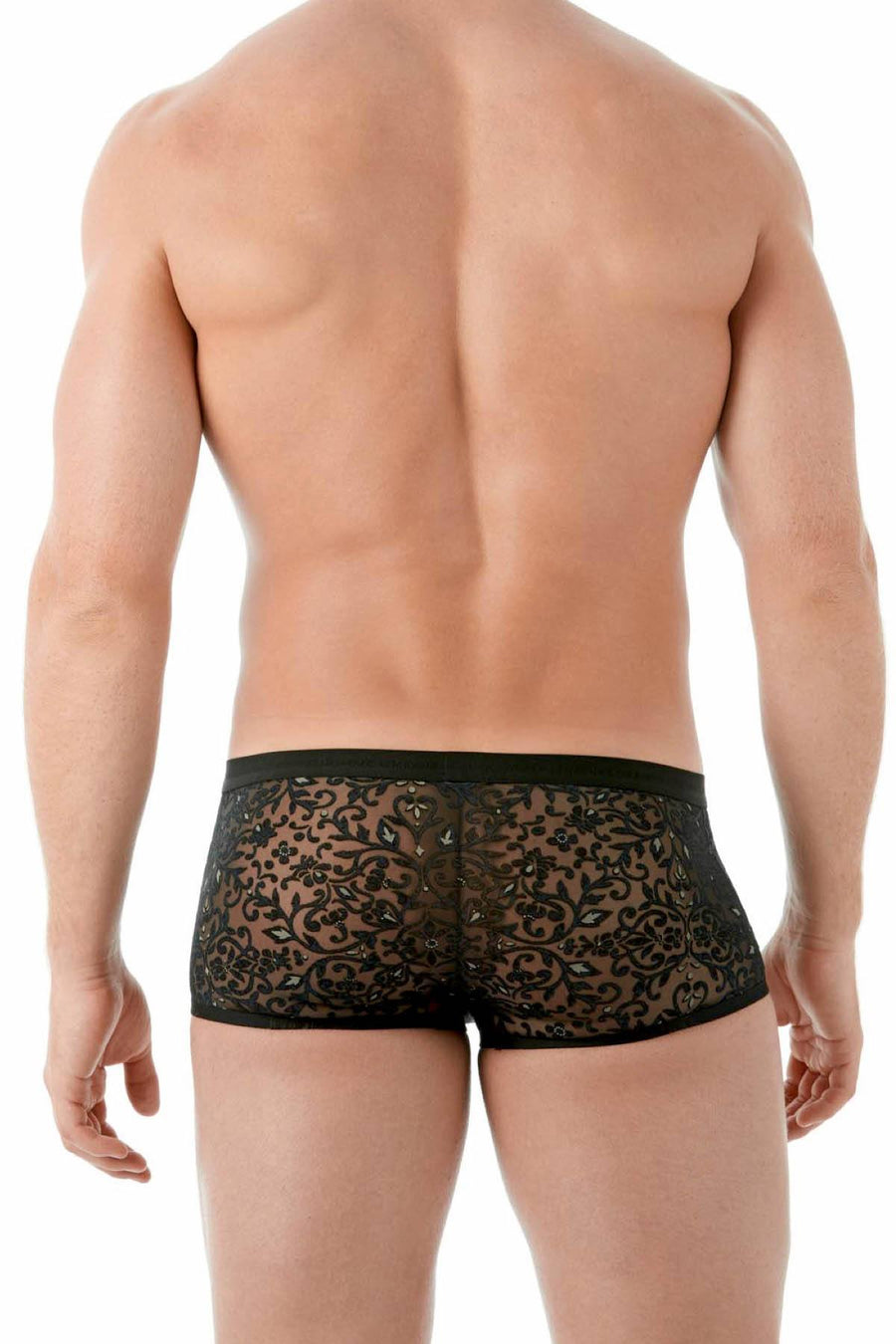 Gregg Homme Black Floral-Burnout Rococo Mesh Trunk