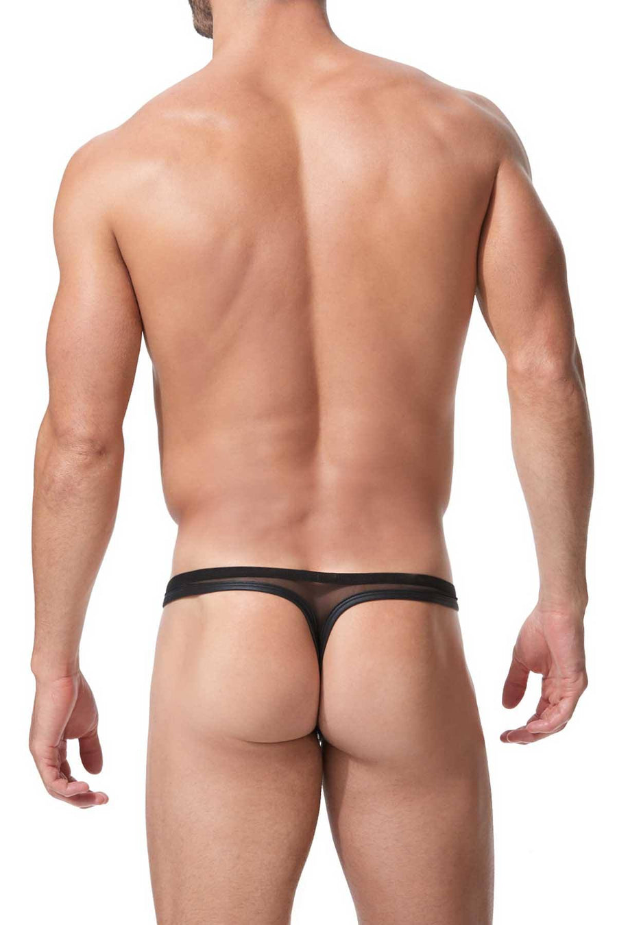 Gregg Homme Black/Gold Snake-Printed Mesh/Foil Century Thong