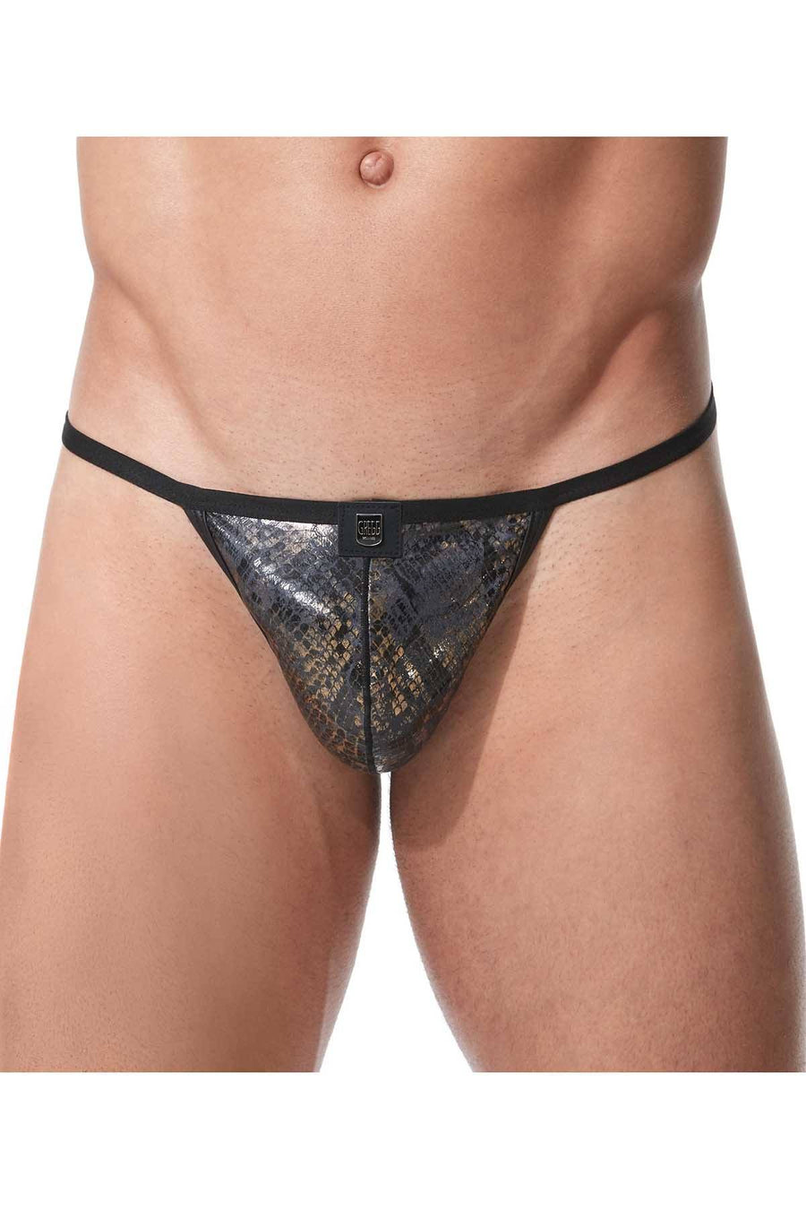 Gregg Homme Black/Gold Snake-Printed Mesh/Foil String