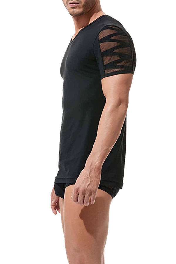 Gregg Homme Black High Line Laser Cut Mesh T-Shirt