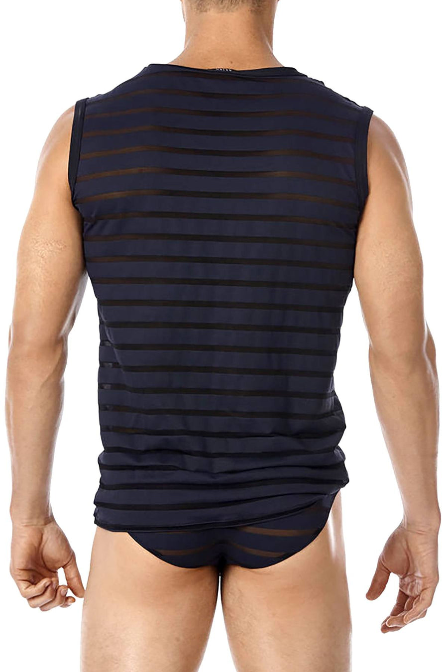 Gregg Homme Black Sheer Stripe Muscle Tank