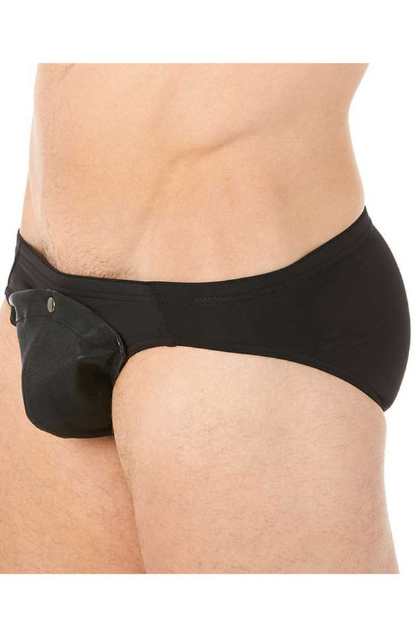 Gregg Homme Black Undo Detachable Leather Pouch Brief