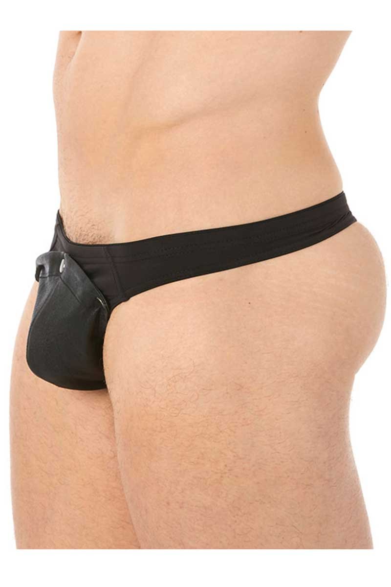 Gregg Homme Black Undo Detachable Leather Pouch Thong