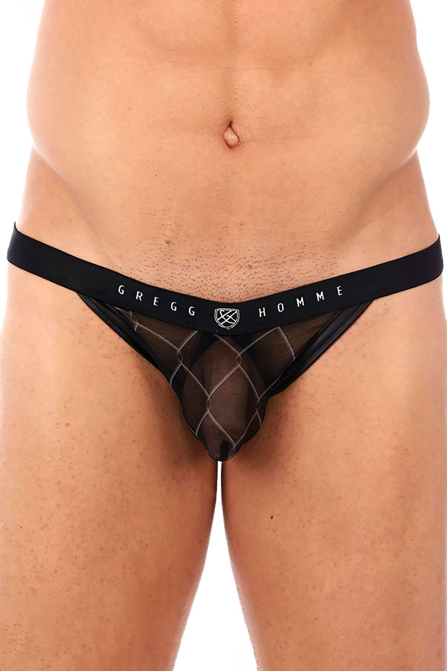 Gregg Homme Black Wired Mesh C-Ring Thong