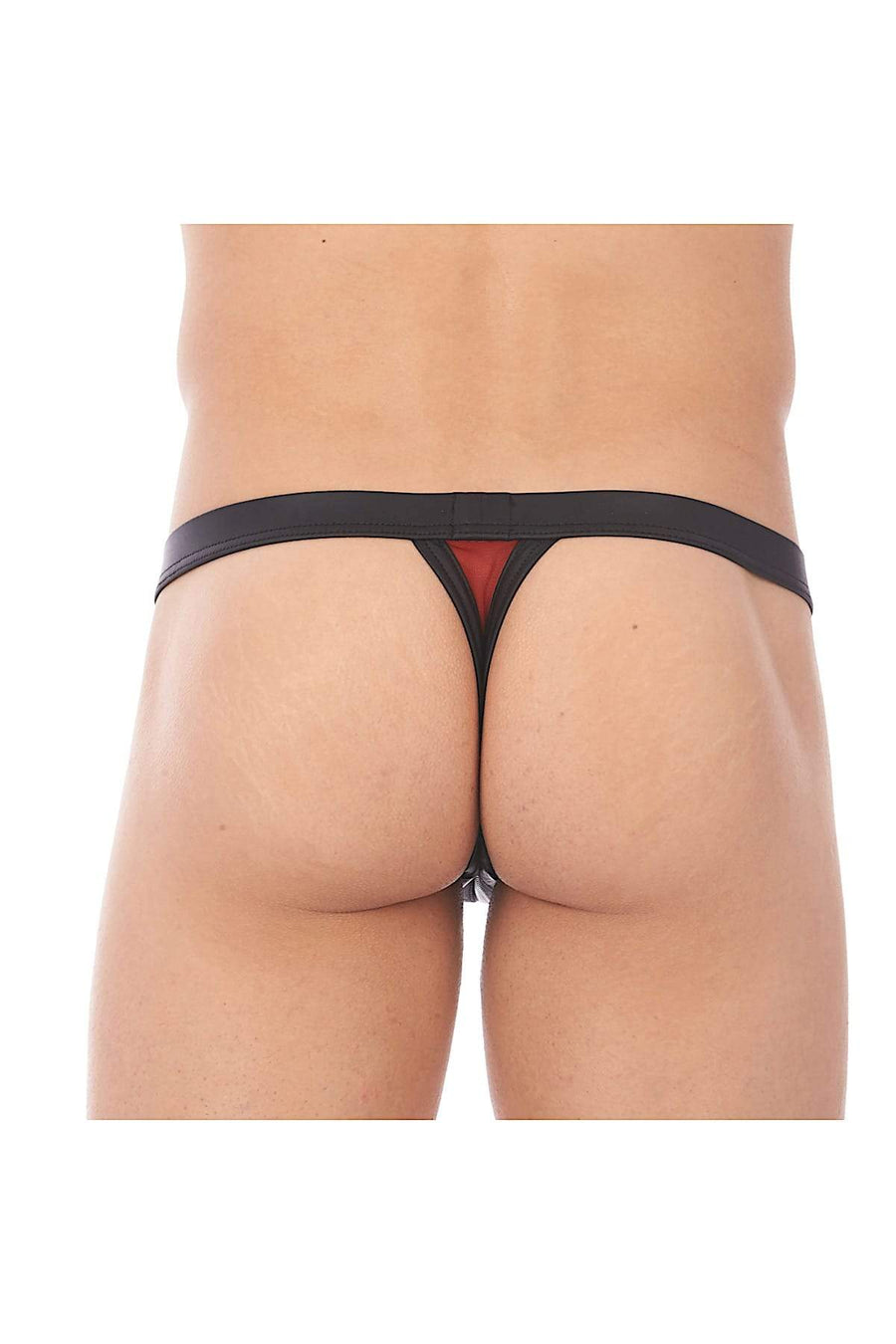 Gregg Homme Red/Black Reckless Zipper Leather-Look Thong