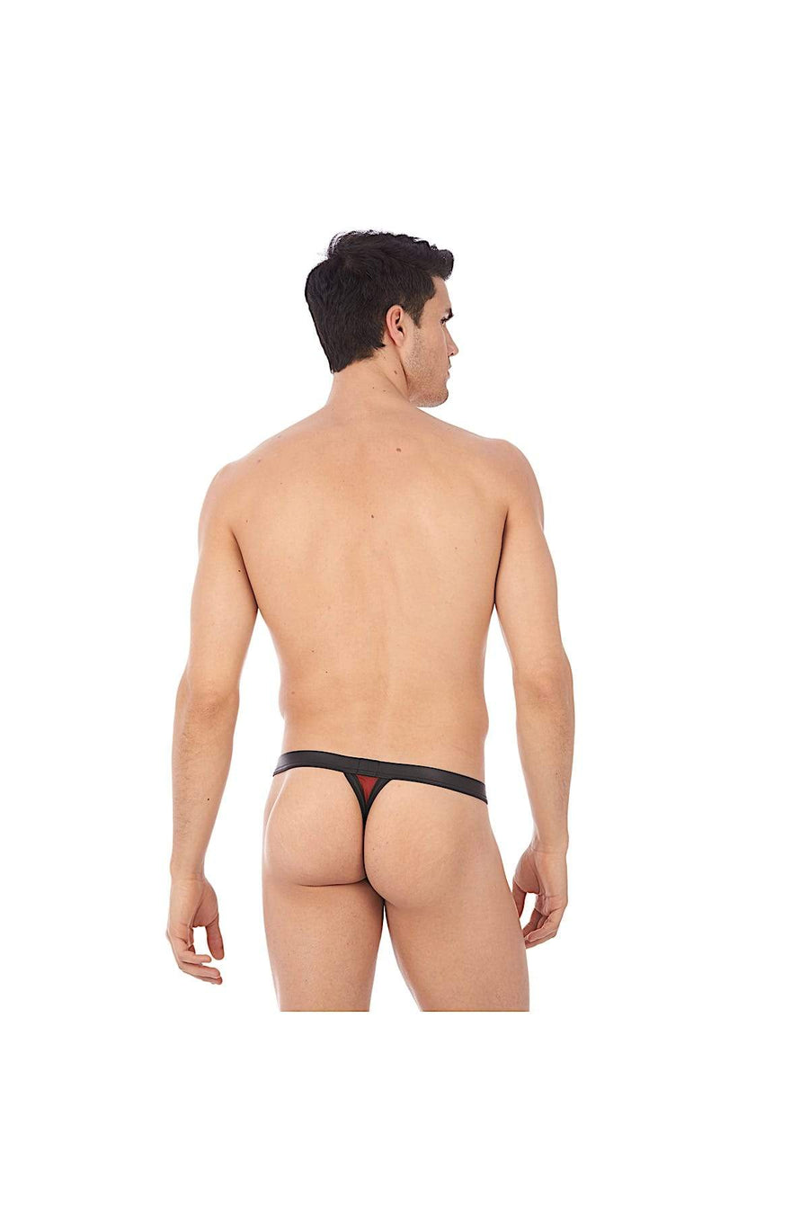 Gregg Homme Red/Black Reckless Zipper Leather-Look Thong
