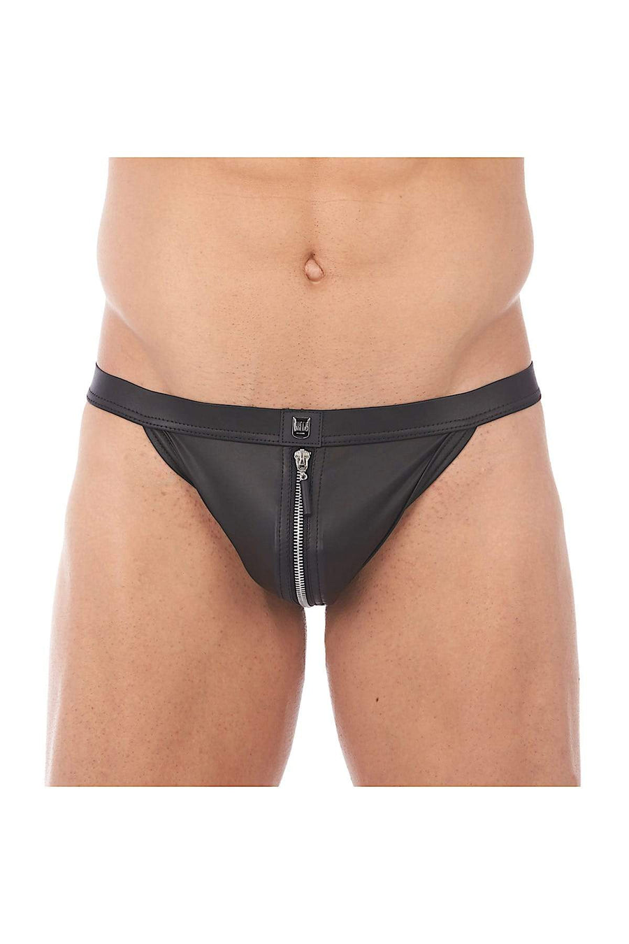 Gregg Homme Red/Black Reckless Zipper Leather-Look Thong