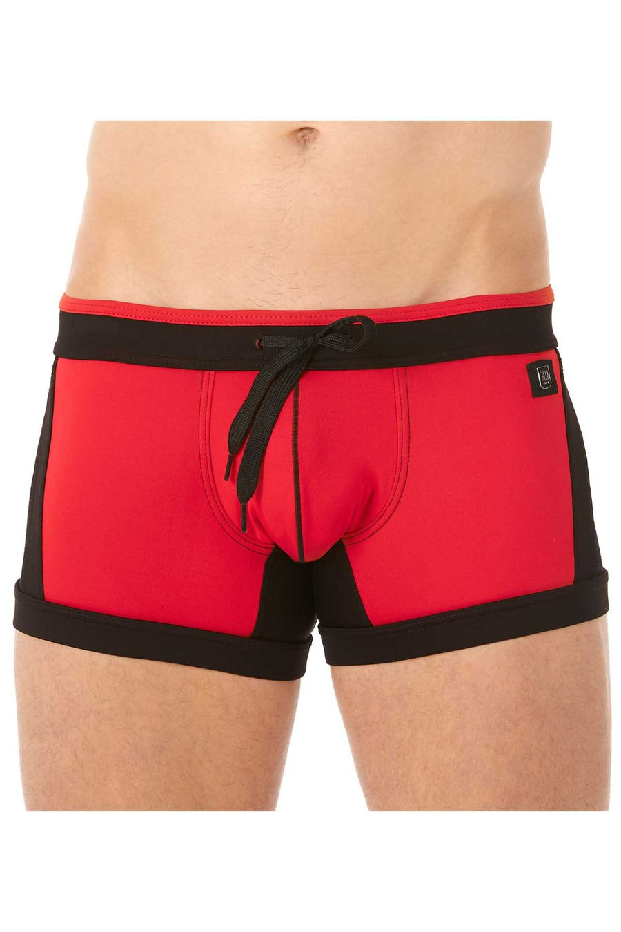 Gregg Homme Red Deep-Dive Mesh-Inset Swim Trunk
