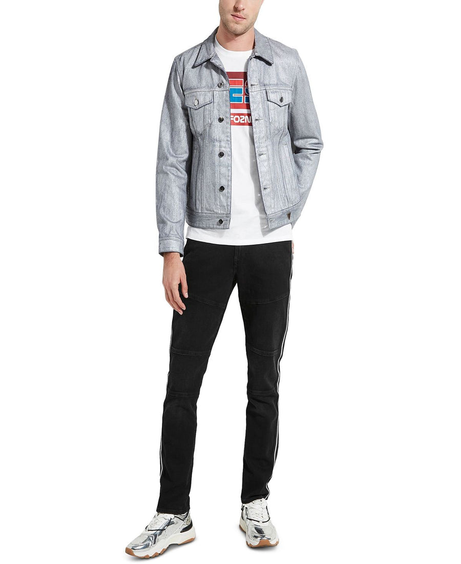 Guess Dillon Ski Logo Denim Jacket With Coating Silver City