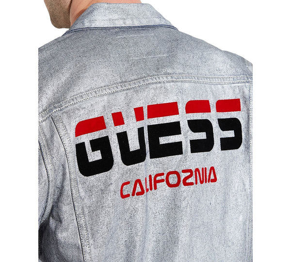 Guess Dillon Ski Logo Denim Jacket With Coating Silver City