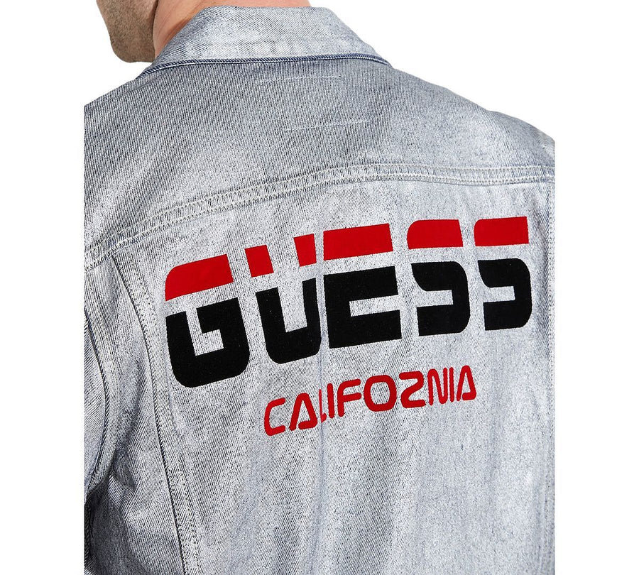Guess Dillon Ski Logo Denim Jacket With Coating Silver City