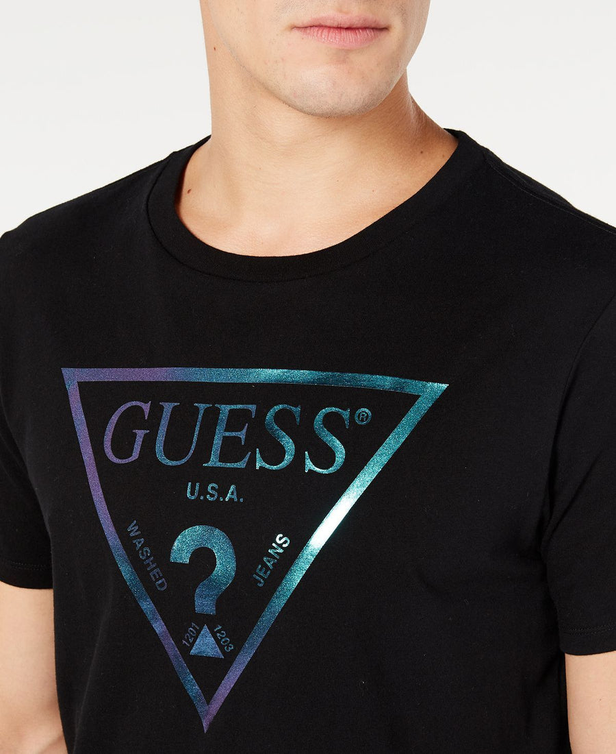 Guess Iridescent Logo T-shirt Black