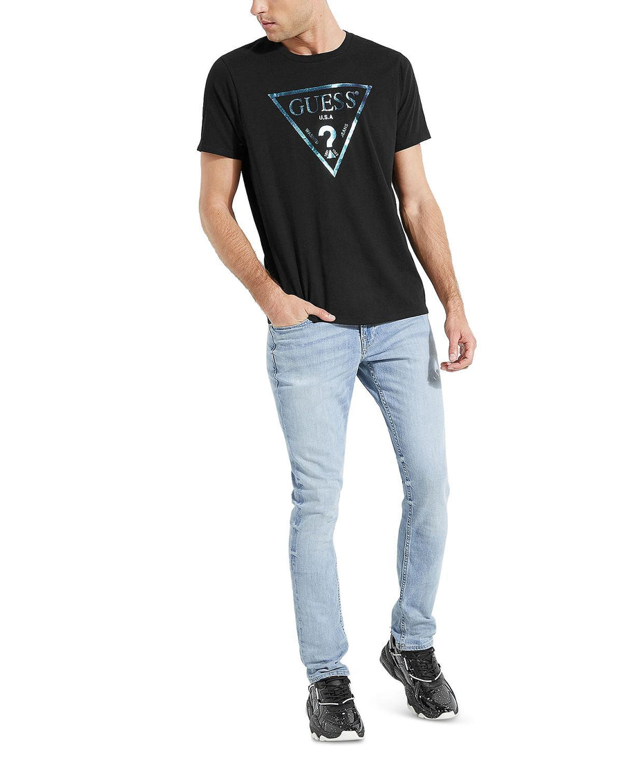 Guess Iridescent Logo T-shirt Black
