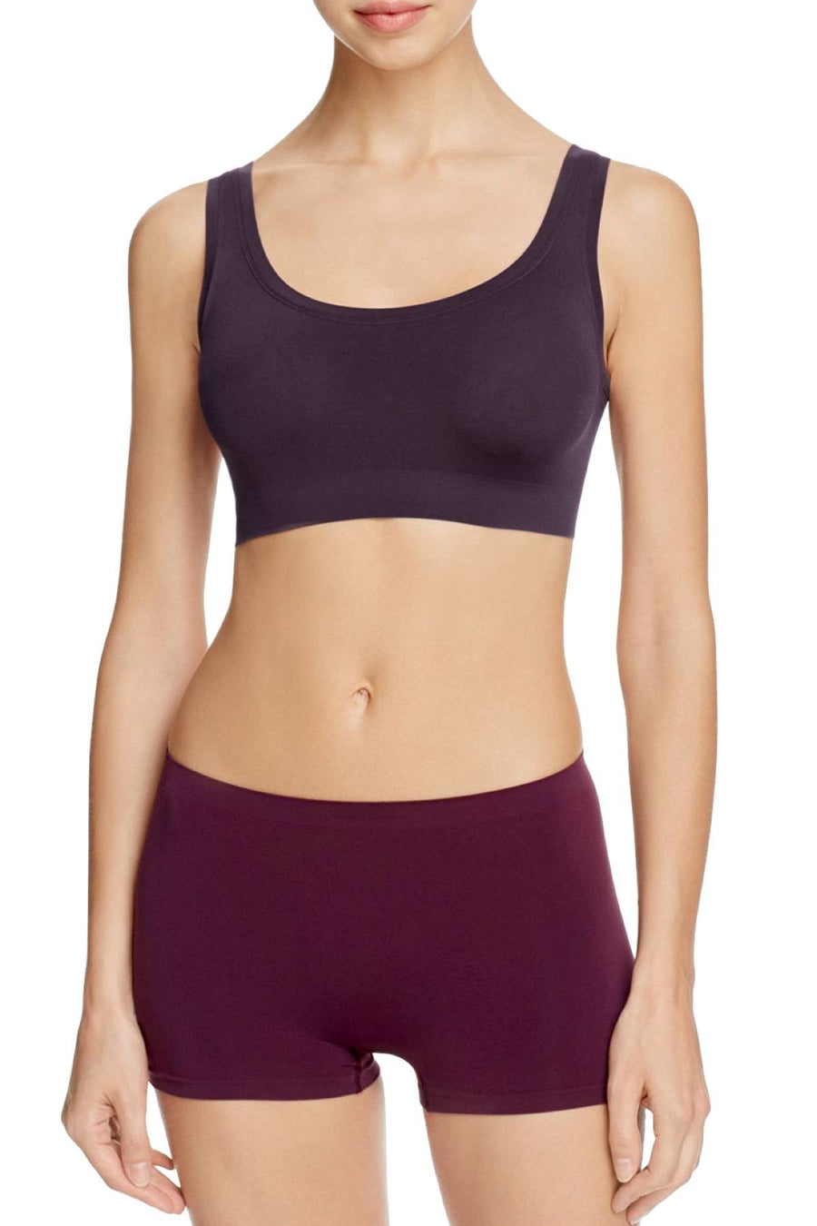 HANRO Prune Purple Touch Feeling Crop Top Lounge Bra
