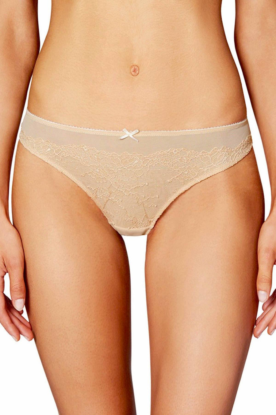 HEIDI By Heidi Klum Toasted-Almond Stretch French-Cut Lace Thong