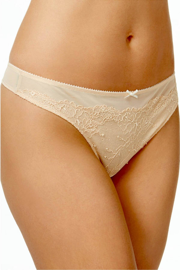 HEIDI By Heidi Klum Toasted-Almond Stretch French-Cut Lace Thong