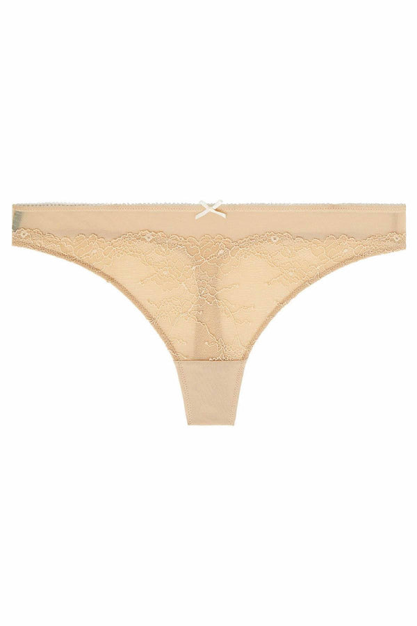 HEIDI By Heidi Klum Toasted-Almond Stretch French-Cut Lace Thong