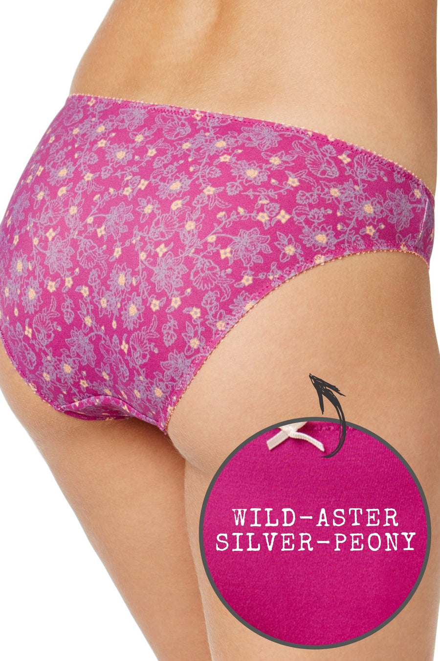 HEIDI By Heidi Klum Wild-Aster/Silver-Peony Smooth Microfiber Bikini Brief