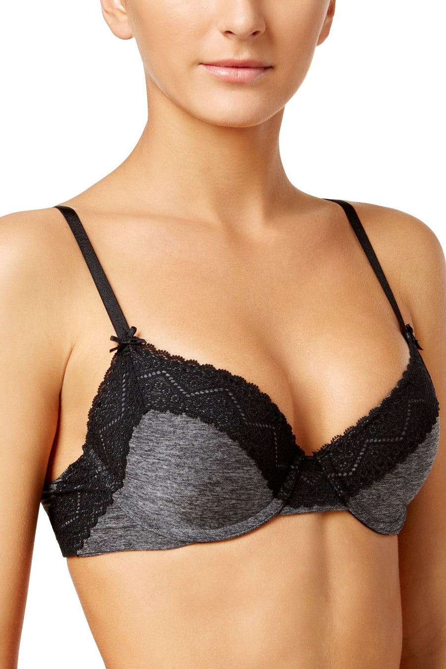 HEIDI by Heidi Klum Black/Dark-Marl Lace T-Shirt Bra