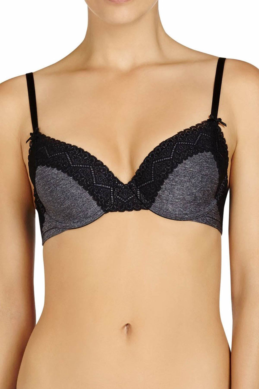 HEIDI by Heidi Klum Black/Dark-Marl Lace T-Shirt Bra