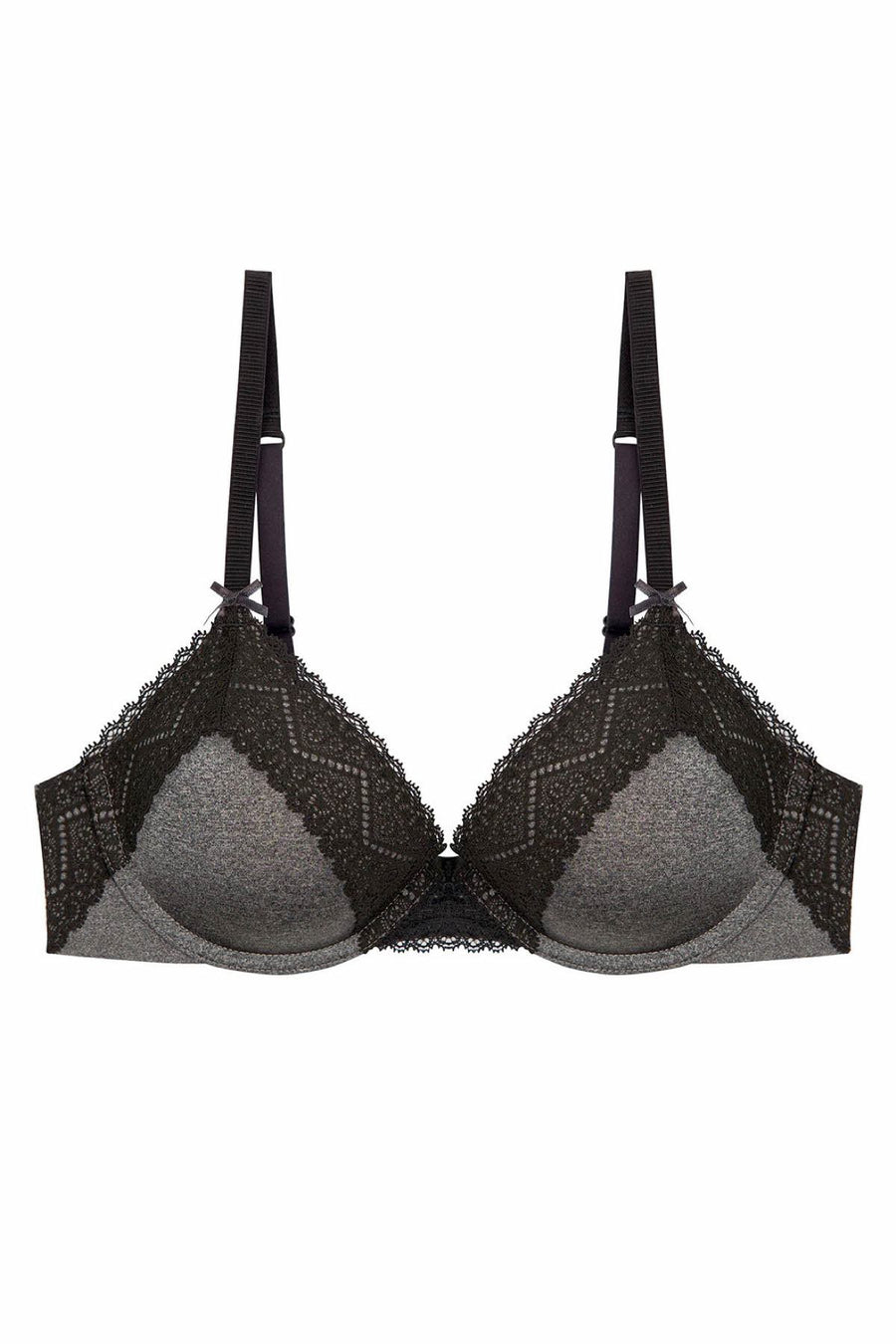 HEIDI by Heidi Klum Black/Dark-Marl Lace T-Shirt Bra