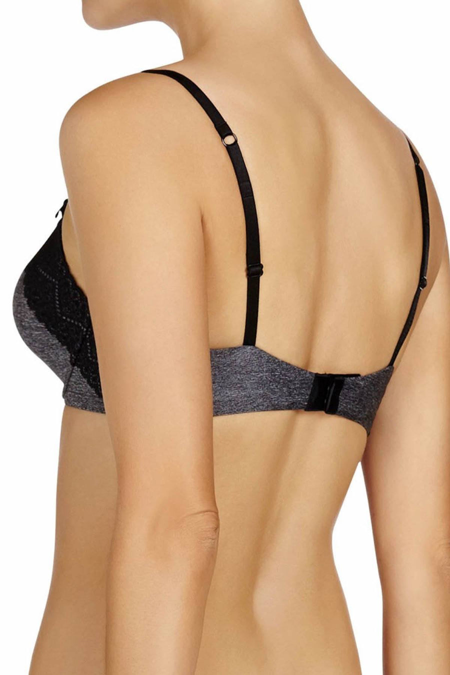 HEIDI by Heidi Klum Black/Dark-Marl Lace T-Shirt Bra