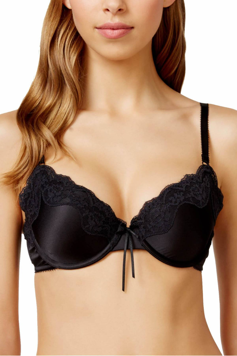 HEIDI by Heidi Klum Black Satin/Lace Subtle-Lift Bra