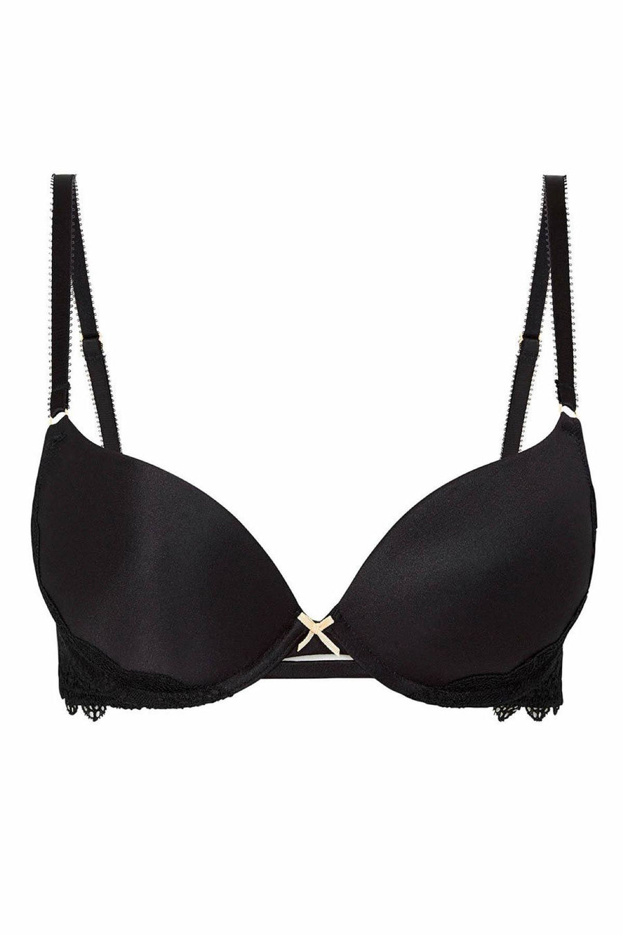 HEIDI by Heidi Klum Black/Toasted-Almond Super-Boost Geometric-Lace Bra