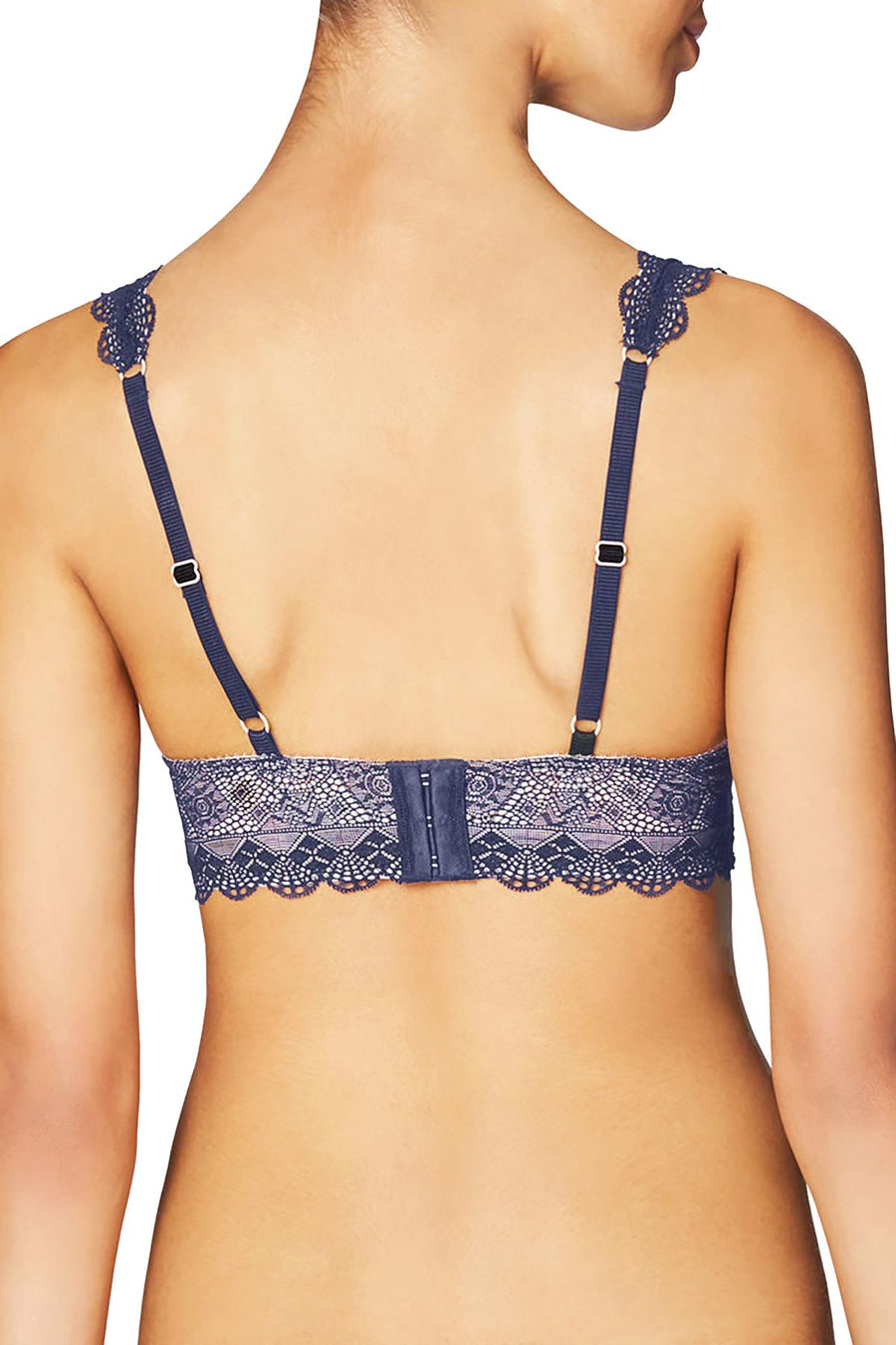 HEIDI by Heidi Klum Dress Blues & Pristine White Geometric Lace Soft Cup Bralette